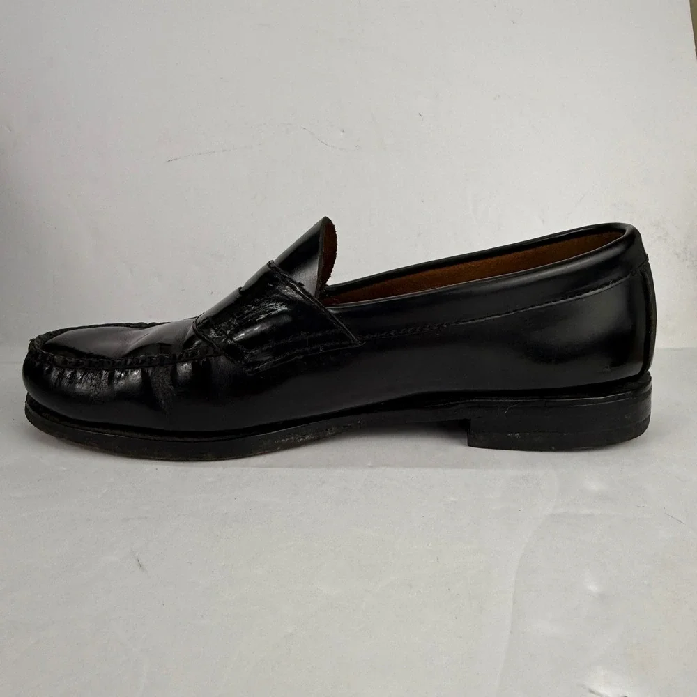 Bass Weejuns Levin Penny Loafers Mens 10 D Black Leather Classic Slip On Shoes